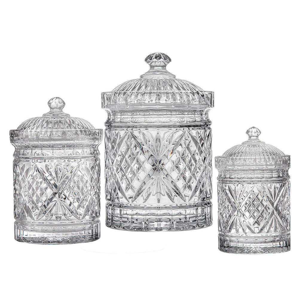 Dublin Crystal Canisters, Set of 3 Godinger All Kitchen, Clear, Cut Crystal, Dublin, Dublin Crystal, Dublin Kitchen, Kitchen, Kitchen Storage