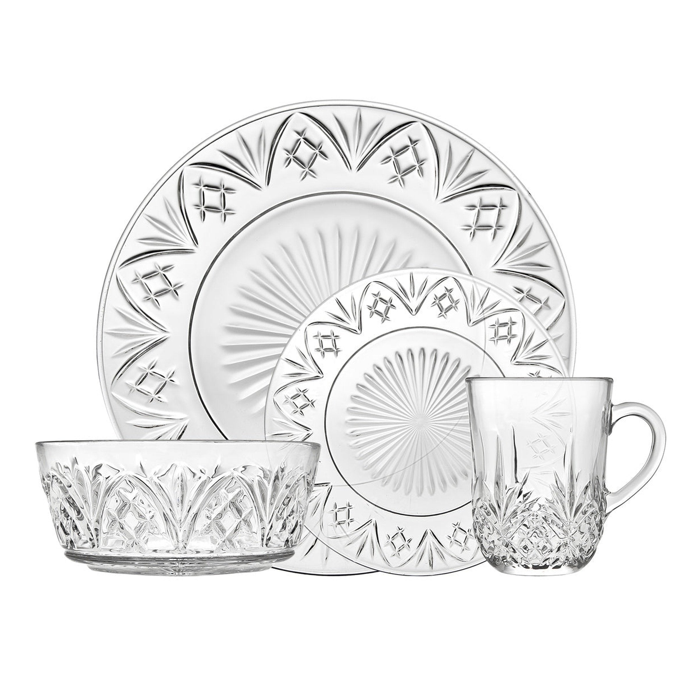 Dublin Crystal Dinnerware Set, 16 Piece. Service For 4 – Godinger