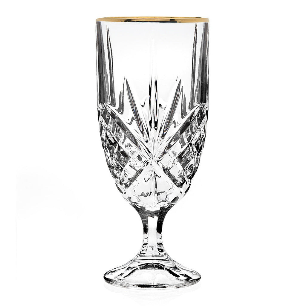 Dublin Crystal Gold Rim Ice Tea Glass, Set of 4 Godinger All Glassware, All Glassware & Barware, Cut Crystal, Dublin, Dublin Glassware