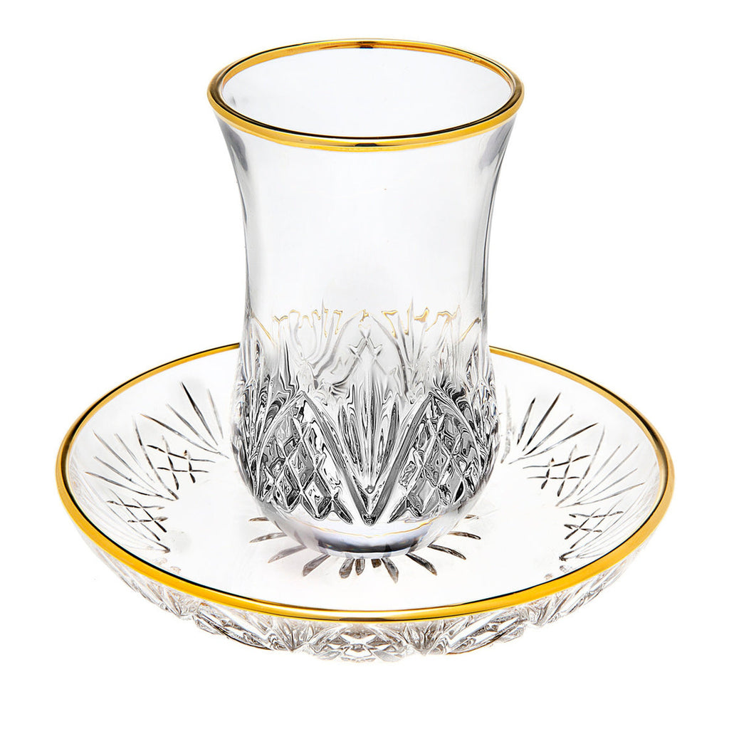 Dublin Crystal Gold Rim Kiddush Set Godinger All Judaica, Cut Crystal, Dublin, Judaica, Kiddush Cups