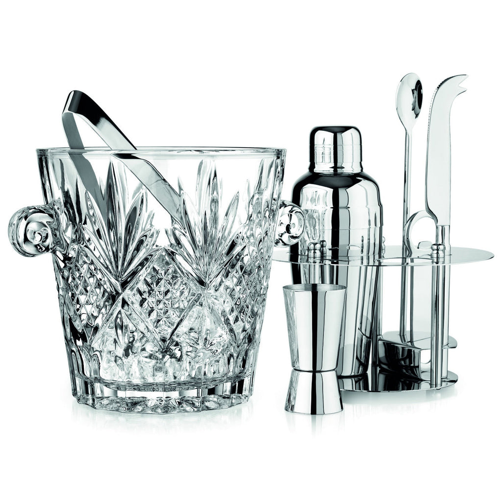 Dublin Crystal Ice Bucket With Bar Tools Godinger All Glassware, All Glassware & Barware, Barware Tools, Cut Crystal, Dublin Glassware, Glassware, Glassware & Bareware