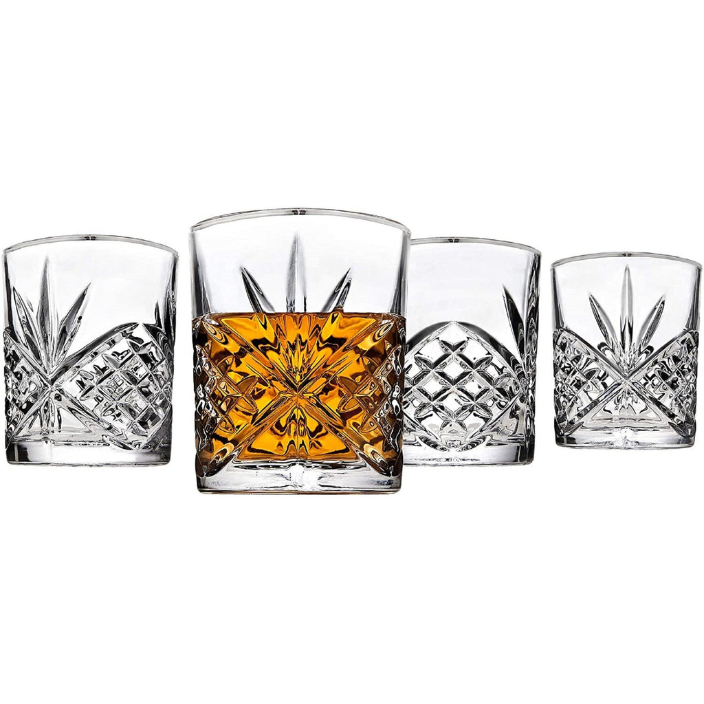 Dublin Crystal Platinum Rim Double Old Fashion, Set of 4 Godinger All Glassware, All Glassware & Barware, Cut Crystal, DOF, DOF & Highball, Dublin, Dublin Glassware