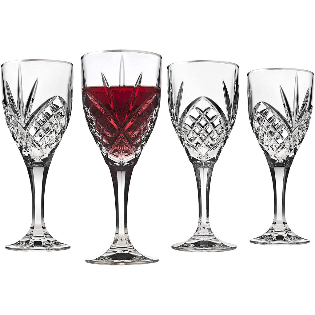 Dublin Crystal Platinum Rim Goblet, Set of 4 Godinger All Glassware, All Glassware & Barware, Cut Crystal, Dublin, Dublin Glassware, Goblet, Wine & Champagne
