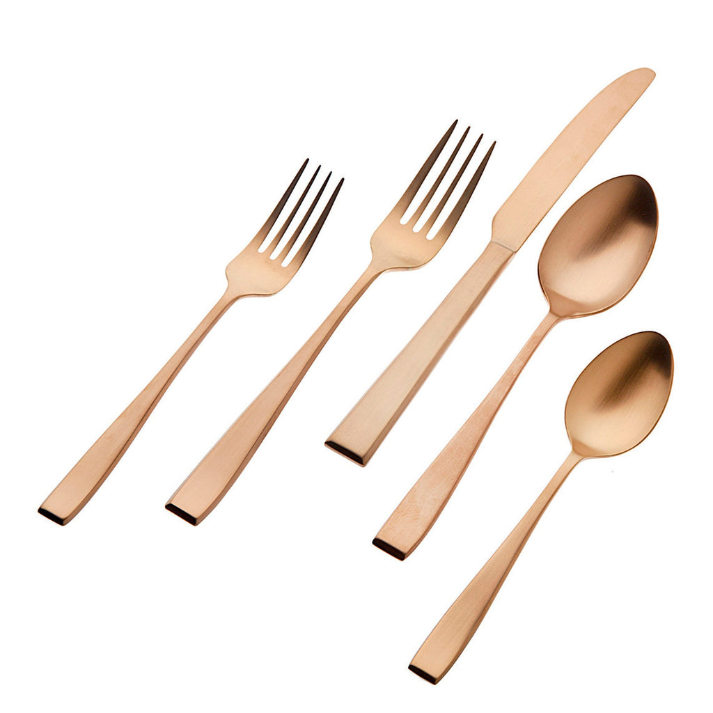 Flagstaff Matte Copper 18/0 Stainless Steel 20 Piece Flatware Set, Service For 4 Godinger 18/0 Stainless Steel, 18/0 Stainless Steel Flatware, 20 Piece Set, All Flatware & Serveware, Flagstaff, Flatware Sets, Service For 4, Stainless Steel