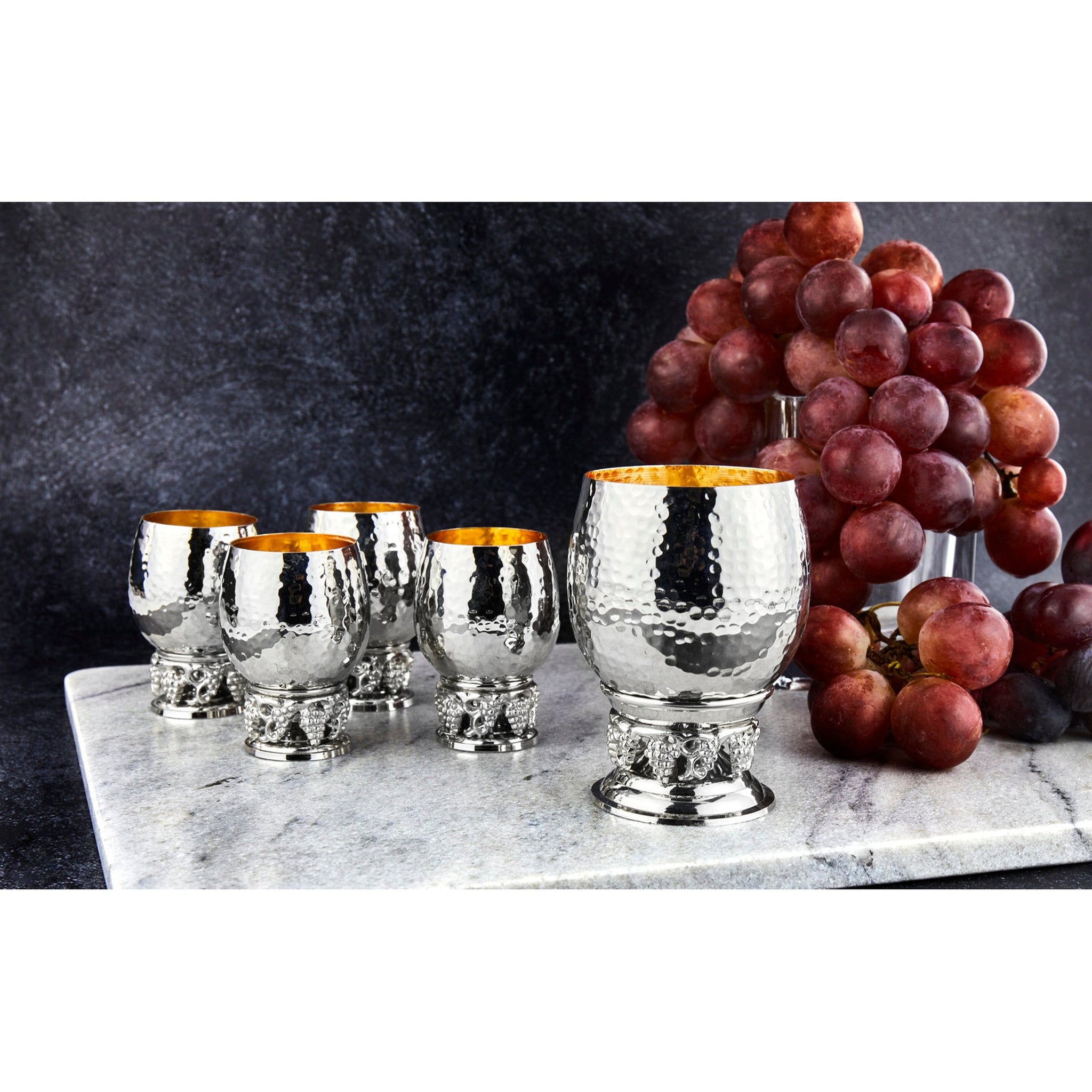 Godinger Hammered Kiddush Cup With Grape Detail | Elegant Jewish Holiday Wine Cup