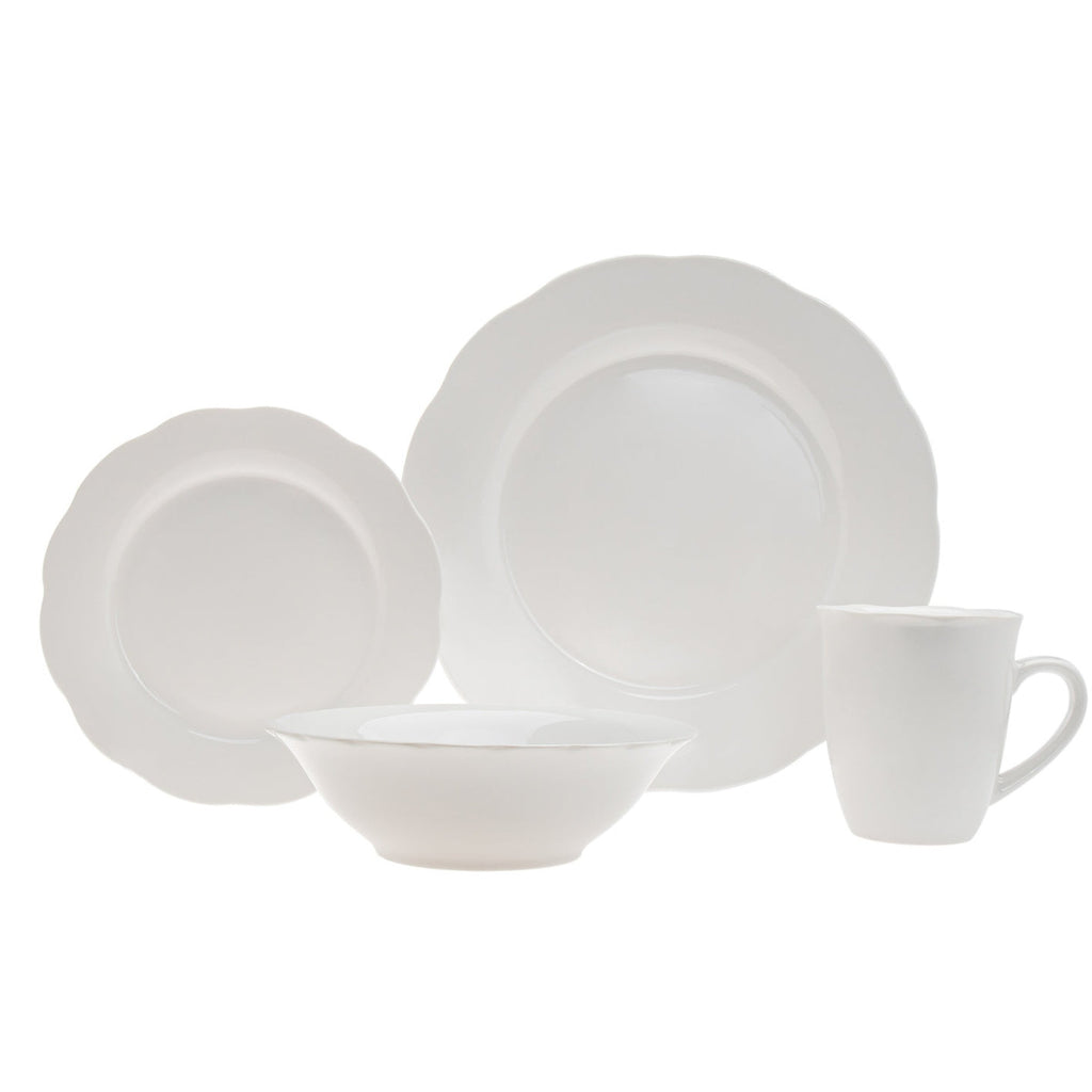 Inglenook Porcelain 16 Piece Dinnerware Set, Service for 4 Godinger 16 Piece Dinnerware, 16 Piece Dinnerware Set, 16 Piece Set, All Dining, Dinnerware, Dinnerware Set, Fine Dinnerware, Porcelain, Porcelain Dinnerware, Porcelain Dinnerware Set, Service For 4, White, White Dinnerware, White Porcelain