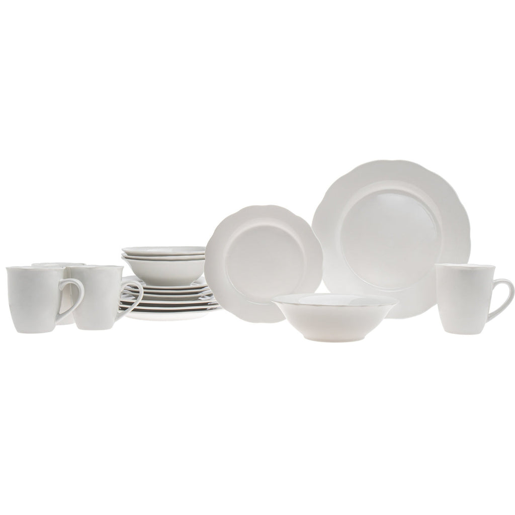 Inglenook Porcelain 16 Piece Dinnerware Set, Service for 4 Godinger 16 Piece Dinnerware, 16 Piece Dinnerware Set, 16 Piece Set, All Dining, Dinnerware, Dinnerware Set, Fine Dinnerware, Porcelain, Porcelain Dinnerware, Porcelain Dinnerware Set, Service For 4, White, White Dinnerware, White Porcelain