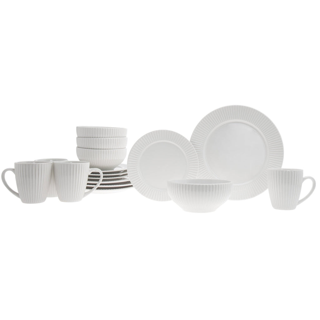 Inventure Porcelain 16 Piece Dinnerware Set, Service For 4 Godinger 16 Piece Dinnerware, 16 Piece Dinnerware Set, 16 Piece Set, All Dining, Fine Dinnerware, Porcelain, Porcelain Dinnerware, Porcelain Dinnerware Set, Service For 4, White, White Porcelain