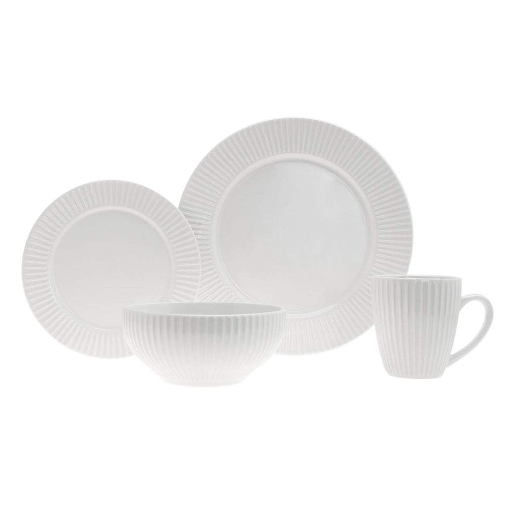 Inventure Porcelain 16 Piece Dinnerware Set, Service For 4 Godinger 16 Piece Dinnerware, 16 Piece Dinnerware Set, 16 Piece Set, All Dining, Fine Dinnerware, Porcelain, Porcelain Dinnerware, Porcelain Dinnerware Set, Service For 4, White, White Porcelain