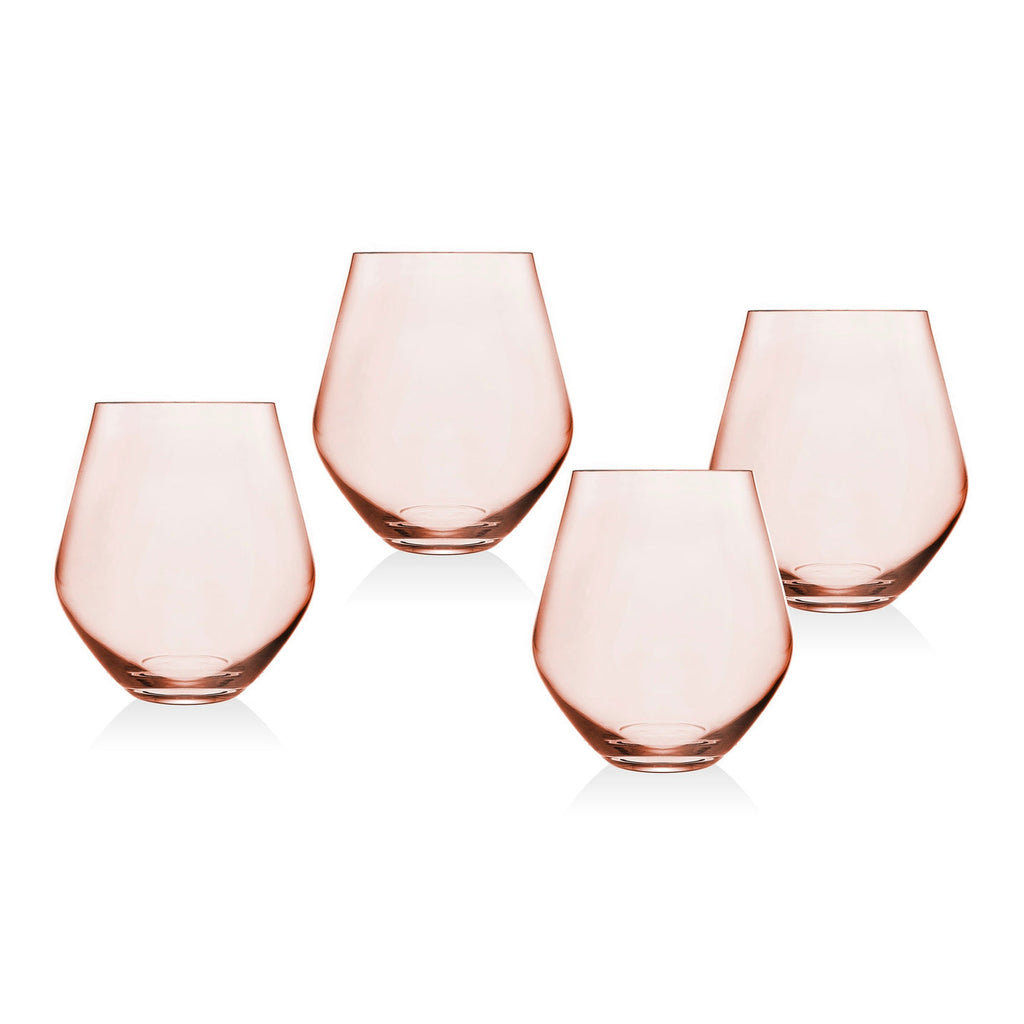 Meridian Blush Stemless Wine Glass, Set of 4 Godinger All Barware, All Glassware, All Glassware & Barware, Blush, Stemless