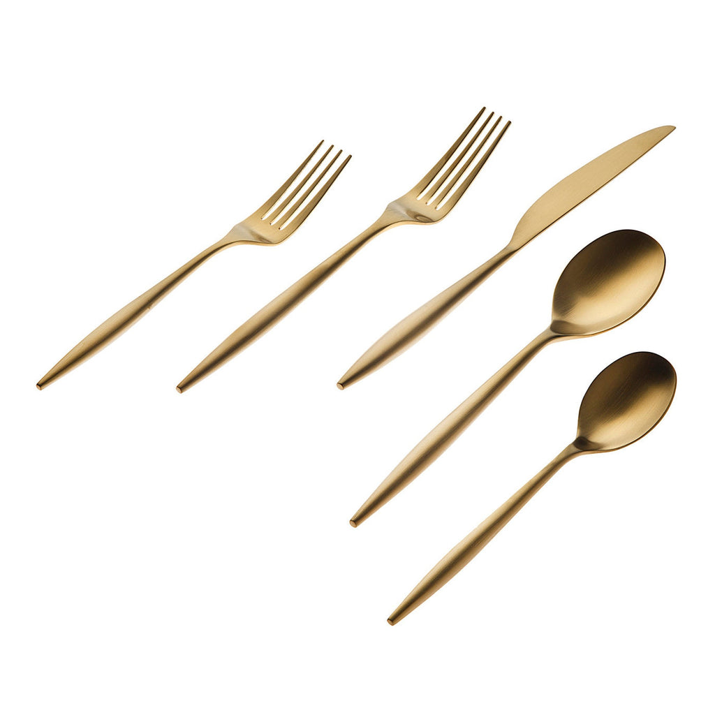 Milano Matte Gold 18/10 Stainless Steel 20 Piece Flatware Set, Service For 4 Godinger 18/10 Stainless Steel, 18/10 Stainless Steel Flatware, 20 Piece Set, All Flatware & Serveware, Flatware Set, Flatware Sets, Milano, Service For 4, Stainless Steel