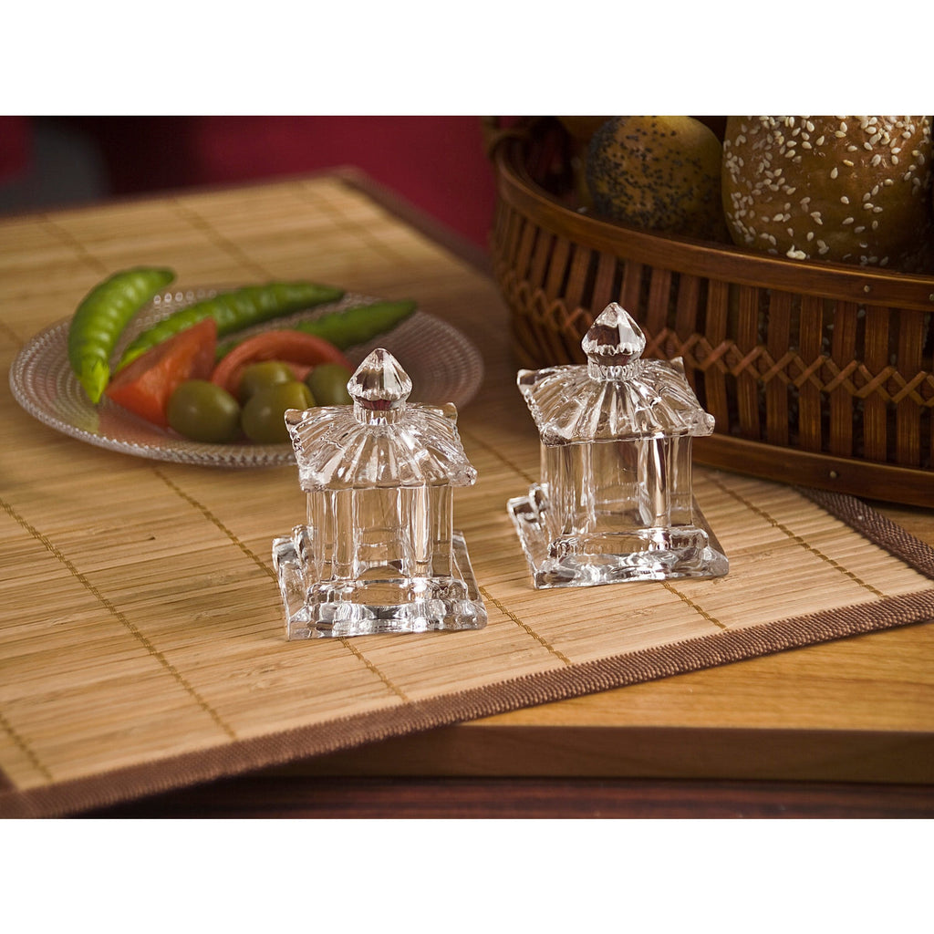 Pagoda Salt & Pepper Shaker Set Godinger All Kitchen, Clear, Crystal, Cut Crystal, Pagoda, Salt & Pepper