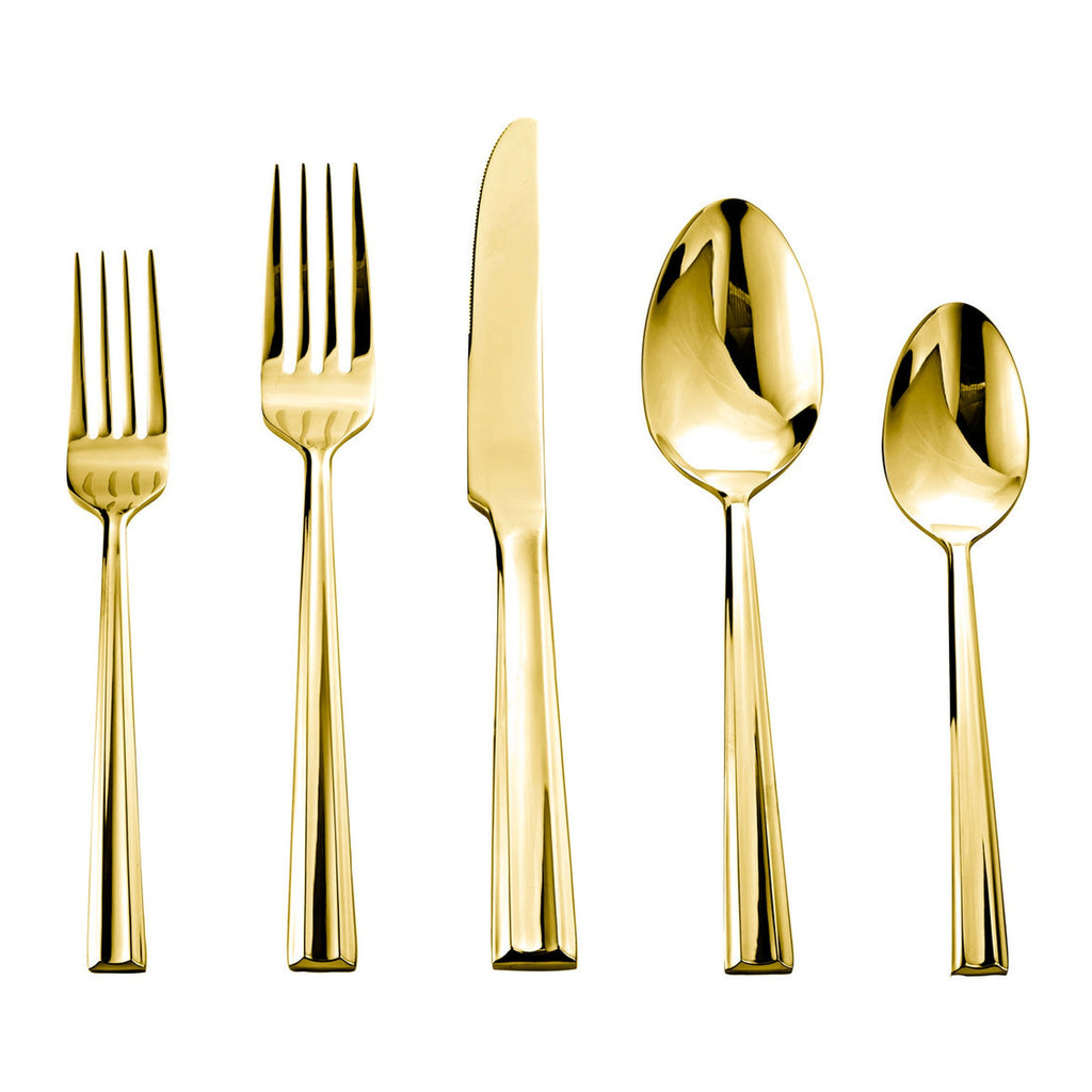 Plait Mirror Gold 18/0 Stainless Steel 20 Piece Flatware Set, Service For 4 Godinger 18/0 Stainless Steel, 18/0 Stainless Steel Flatware, 20 Piece Set, All Flatware & Serveware, Flatware Set, Flatware Sets, Plait, Service For 4, Stainless Steel, Tableware