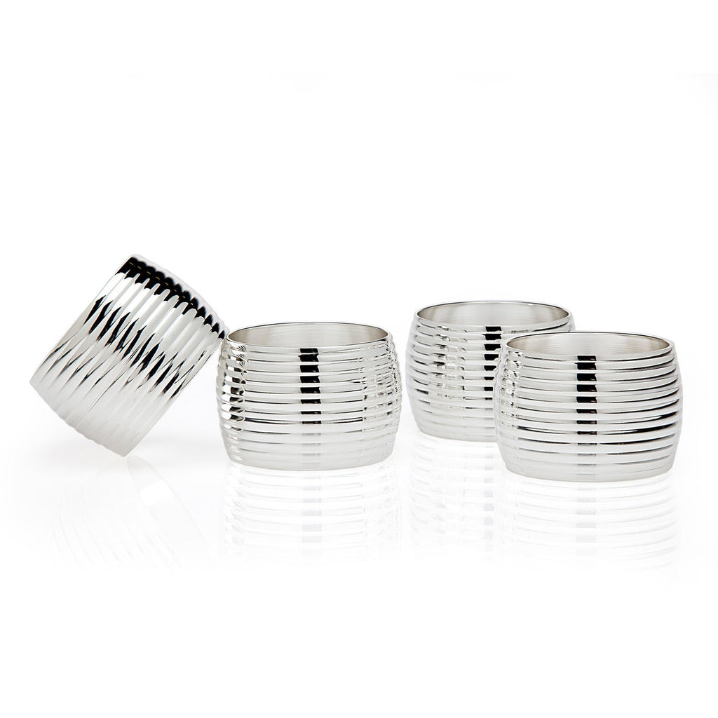 Ribbed Napkin Ring Set Godinger All Dining, Napkin, Napkin Ring, Napkin Ring Set, Napkin Rings, Ribbed, Ribbed Napkin Ring Set, Ring, Round Napkin Ring Set, Stainless, Stainless Steel