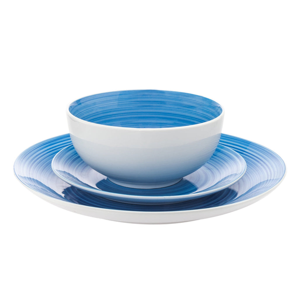 Spiral Blue Porcelain 12 Piece Dinnerware Set, Service For 4 Godinger 12 Piece Dinnerware Set, Blue, Blue Dinnerware, Dinnerware, Dinnerware Set, Everyday Dinnerware, Porcelain Dinnerware, Porcelain Dinnerware Set, Service For 4