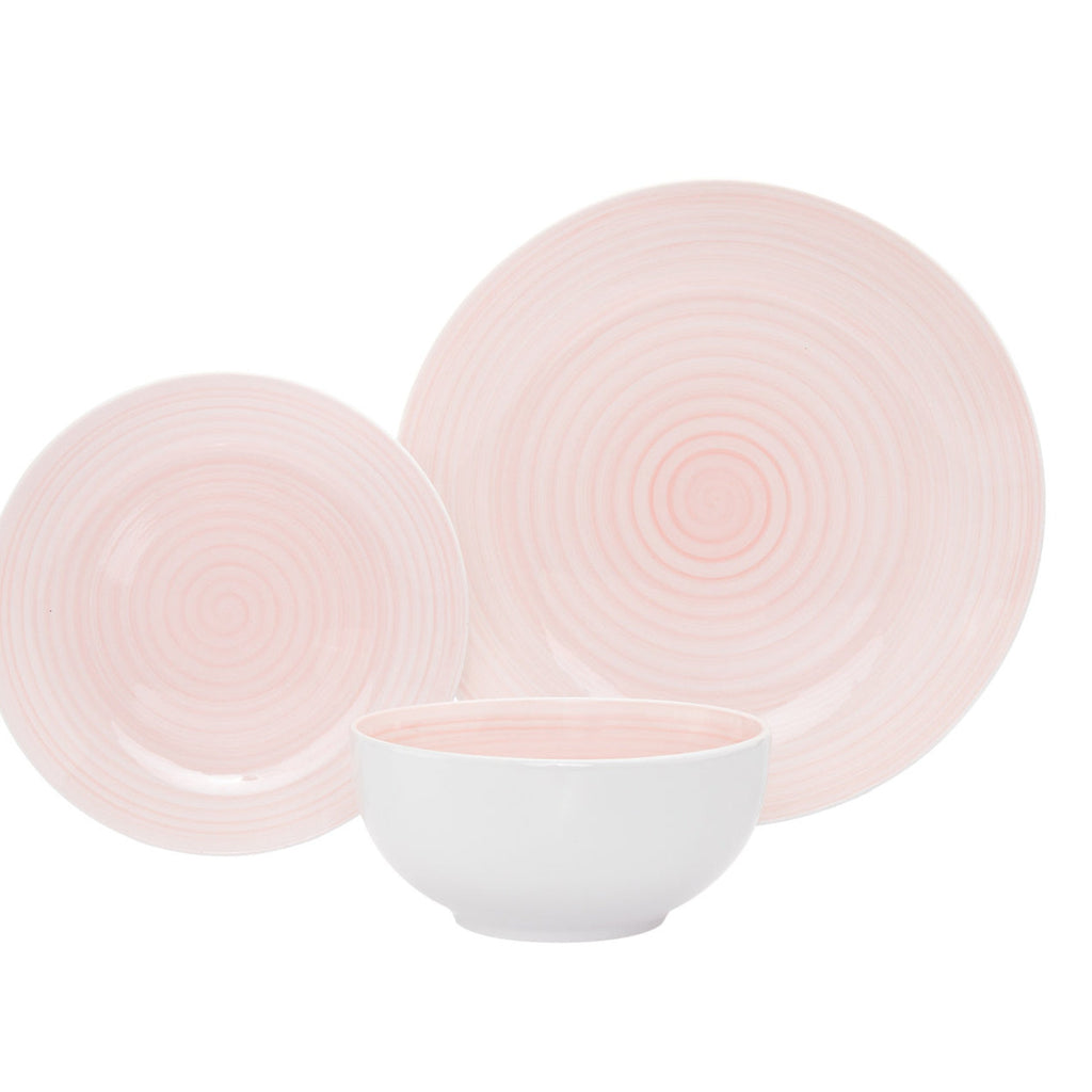 Spiral Pink Porcelain 12 Piece Dinnerware Set, Service For 4 Godinger 12 Piece Dinnerware Set, Dinnerware, Dinnerware Set, Everyday Dinnerware, Pink, Pink Dinnerware, Porcelain Dinnerware, Porcelain Dinnerware Set, Service For 4