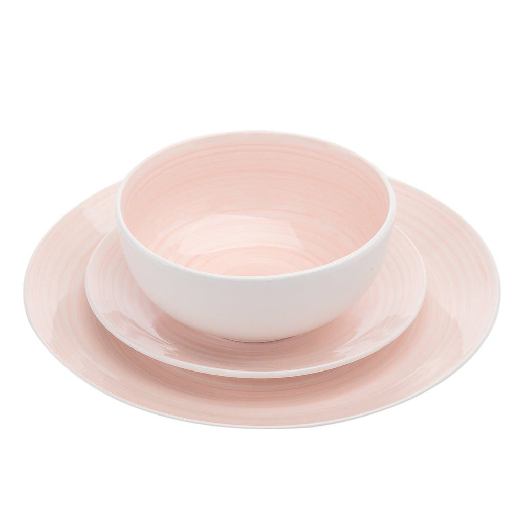 Spiral Pink Porcelain 12 Piece Dinnerware Set, Service For 4 Godinger 12 Piece Dinnerware Set, Dinnerware, Dinnerware Set, Everyday Dinnerware, Pink, Pink Dinnerware, Porcelain Dinnerware, Porcelain Dinnerware Set, Service For 4