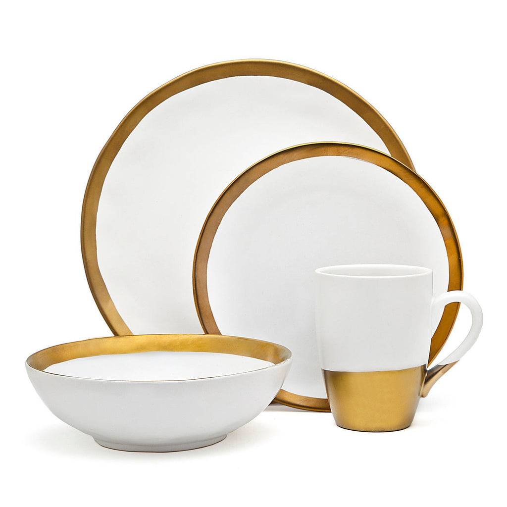 Terre D'or 4 Piece Dinner Set, Service For 1 Godinger 4 Piece Dinner Plates, 4 Piece Set, All Dining, Dinner Set, Dinnerware, Dinnerware Set, Fine Dinnerware, Porcelain Dinnerware, Porcelain Dinnerware Set